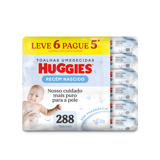 Kit Lenços Umedecidos Huggies Recém Nascido - 6 pacotes 288 lenços